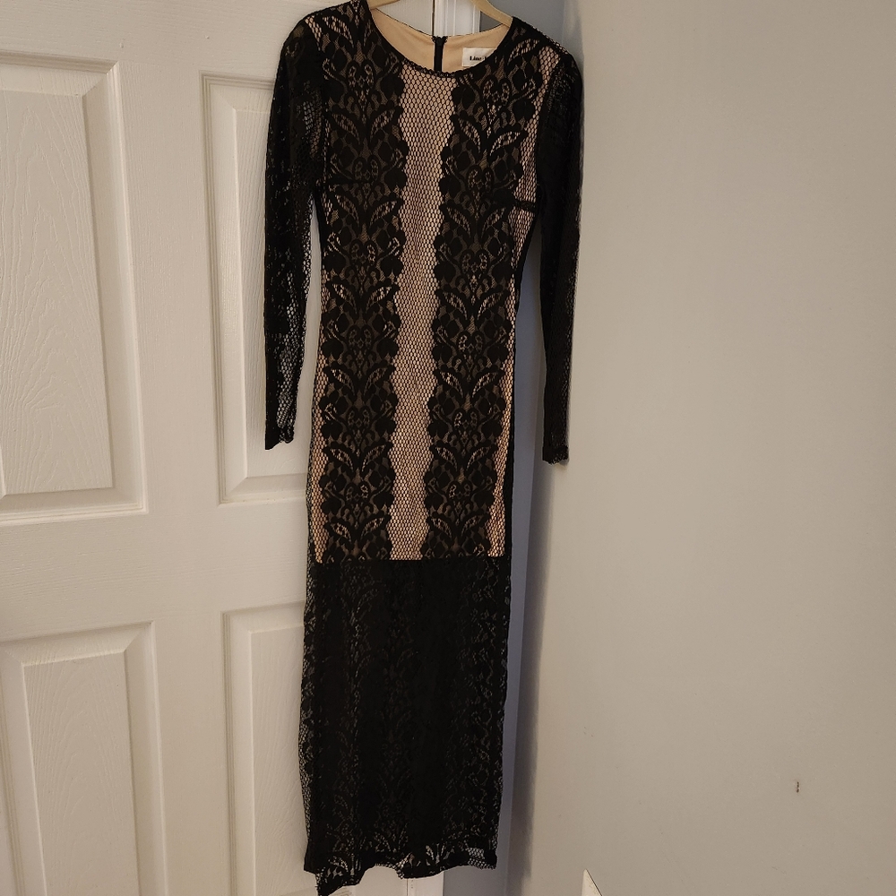 Line & Dot Black Laci Maxi Dress XS - Picture 2 of 8